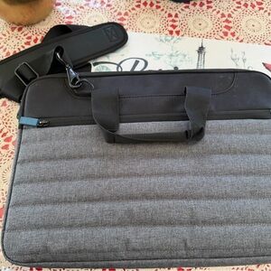 Gray and Black Men's Laptop Briefcase - Padded Carry Case